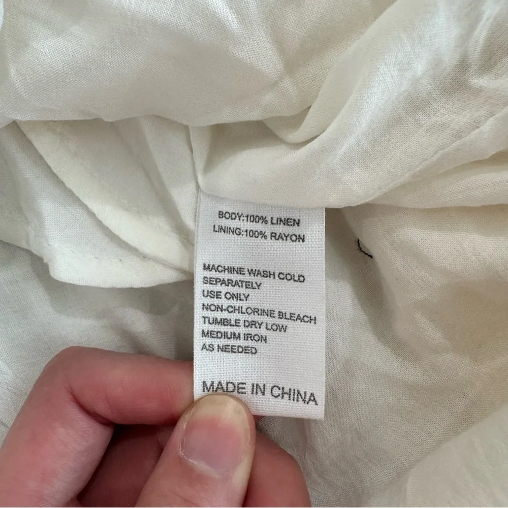 Trovata Birds of Paradis ROSA Dress –‎ 100% Linen – Ivory – Size M Anthropologie - Picture 6 of 12